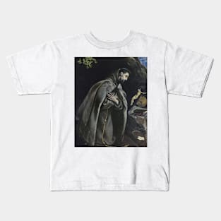 St Francis in Prayer before the Crucifix by El Greco Kids T-Shirt